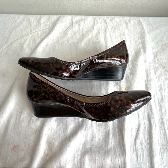 Cole Haan Tali Luxe Tortoise Patent leather Stacked Wedge Shoes - Picture 9 of 14